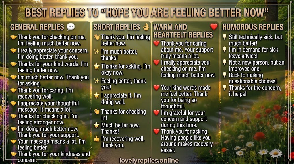 Hope You Are Feeling Better Now